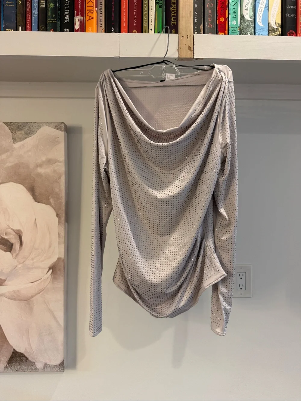 H&M sequin Cowl Neck Sweater in Light Gray